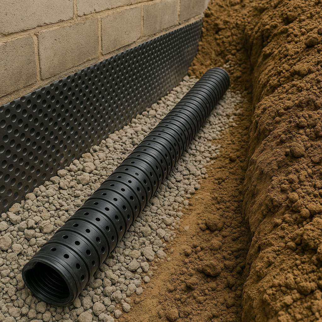 Basement drainage and weeping tile system in Grimsby Ontario